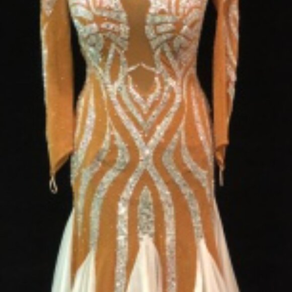 White Swan Smooth Couture Ballroom or Pageant Gown, Swarovski AB, Dore Designs - Picture 2 of 10